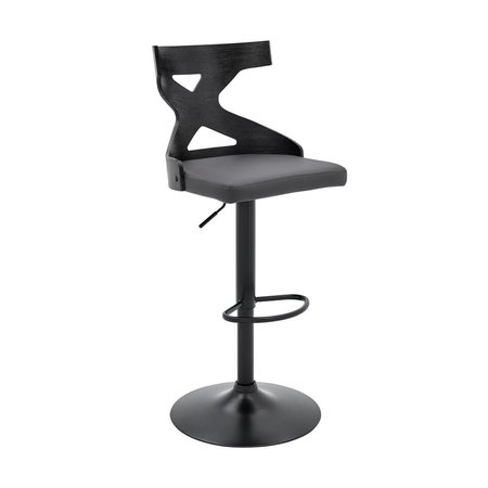 ARMEN LIVING Armen Living LCETBABLGR Etienne Adjustable Swivel Gray Faux Leather & Black Metal Bar Stool LCETBABLGR